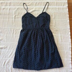 J. Crew Navy Blue Eyelet Mini Dress